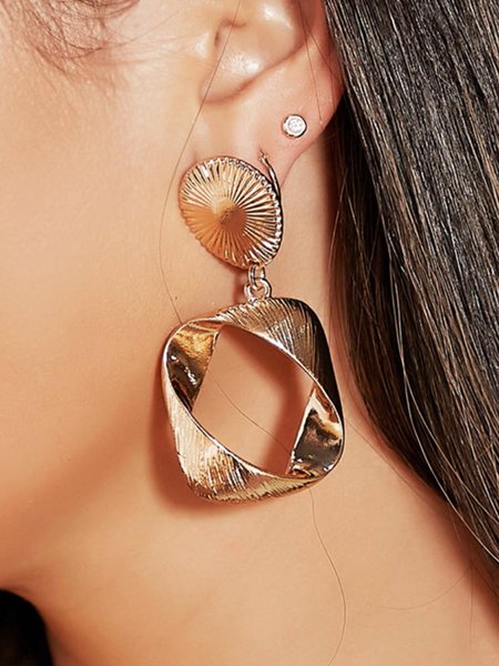 Simple Square Earrings, Golden, Earrings