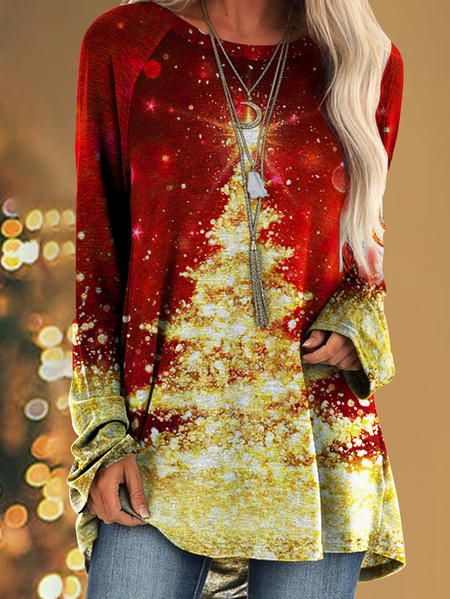 

Casual Christmas Snowman Cotton Shirts & Tops, Golden, Tops
