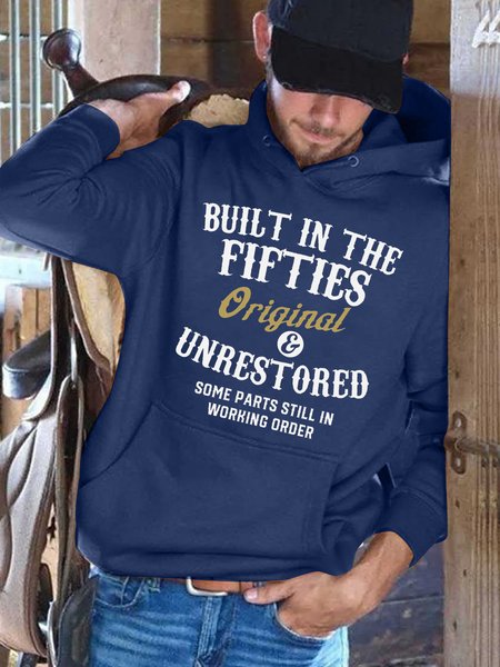

Built In The Fifties Printed Hooded Sweatshirt, Purplish blue, Hoodies&Sweatshirts