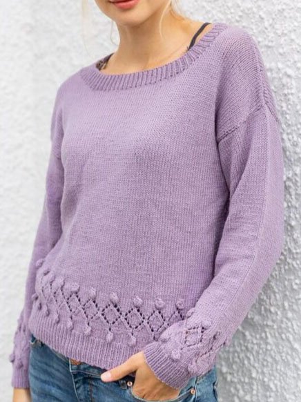 

Eyelet Fashion Crew Neck Long Sleeve Sweater, Purple, Sweaters & Cardigans