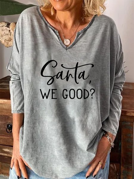 

Santa We Good Loosen Shirts & Tops, Gray, Hoodies&Sweatshirts