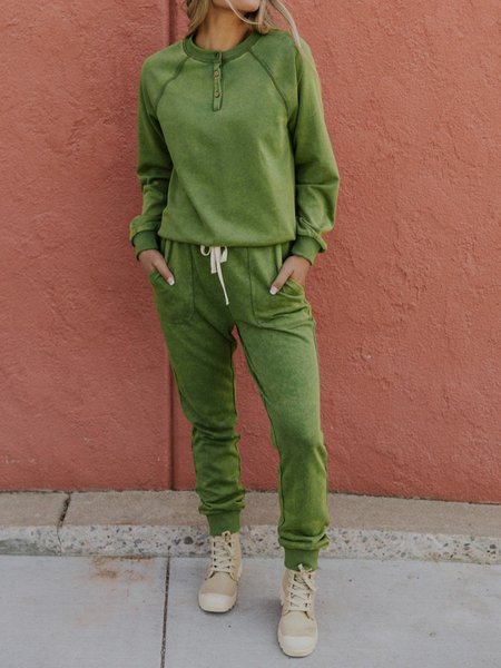 

Casual Solid Suits, Green, Two-piece Outfits