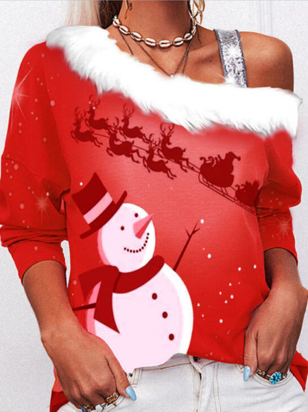 

Christmas Snowman Casual Shirts & Tops, Red, Tops