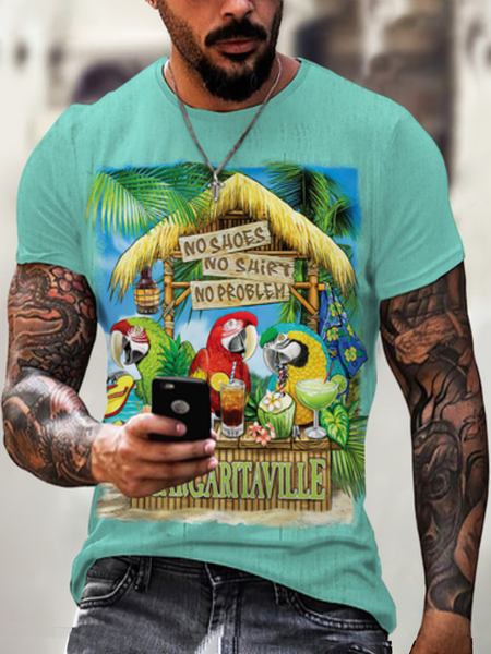 

Vintage Crew Neck T-shirt, As picture, Men's t-shirts