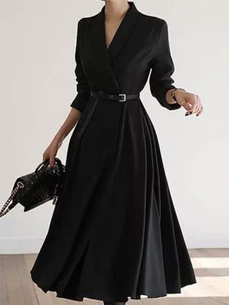 

Long Sleeve Solid Regular Fit Lady Outerwear, Black, Coats