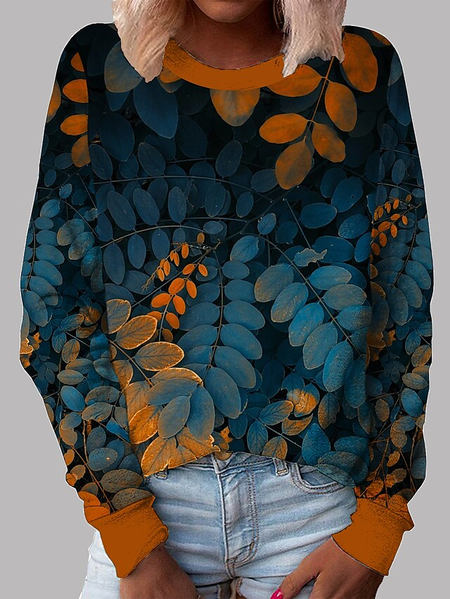 

Leaves Cotton Blends Regular Fit Sweatshirt, Multicolor, Sweatshirts & Hoodies