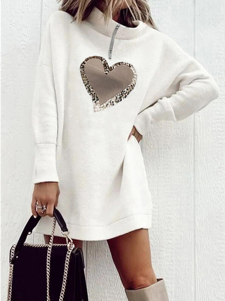 

Off Shoulder Cotton Blends High Neck Loosen Dresses, White, Mini Dresses