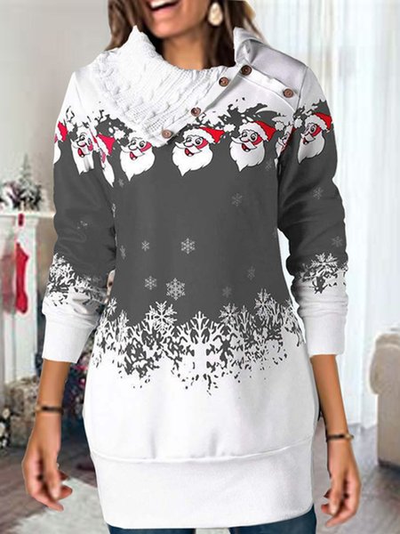

Cowl Neck Casual Christmas Snowman Dresses, Gray, Mini Dresses