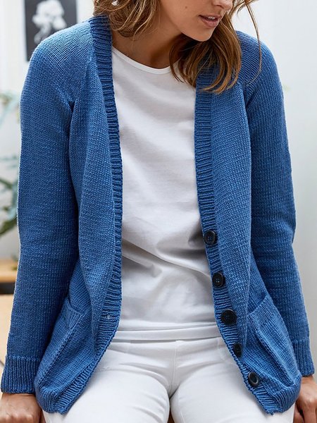 

Casual Blue Cape Collar Open Front Cardigan Outerwear, Cardigans