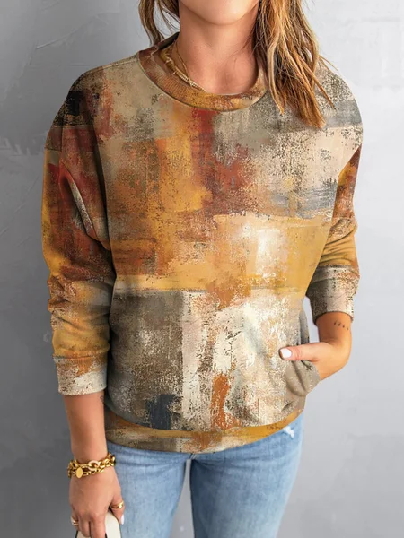 

Loosen Casual Round Neck Sweatshirt, Brown, Sweatshirts & Hoodies