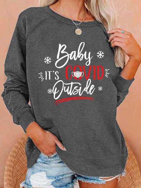 

Crew Neck Cotton Blends Casual Sweatshirt, Gray, Hoodies & Sweatshirts