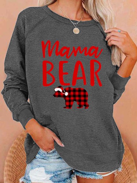

Animal Letter Crew Neck Long Sleeve Sweatshirt, Gray, Hoodies & Sweatshirts