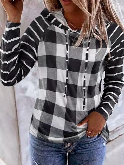 

Geometric Loosen Hooded Sweatshirt, Multicolor, Hoodies & Sweatshirts