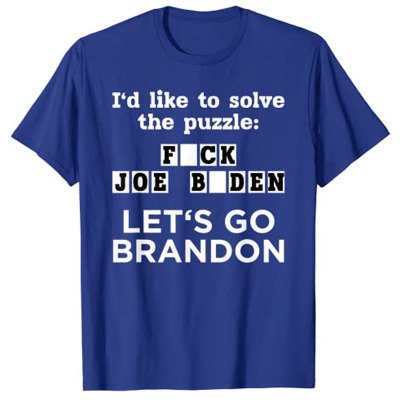 

Let’s Go Brandon Vintage Short Sleeve Letter Shirts & Tops, Blue, Men's t-shirts