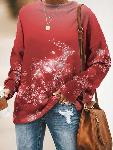 

Christmas Casual Crew Neck Sweatshirt, Red, Hoodies & Sweatshirts
