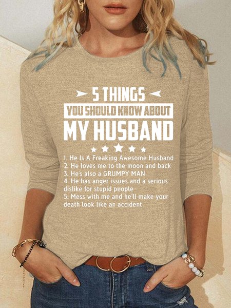 

Five Things About My Husband Shirts & Tops, Apricot, Hoodies&Sweatshirts