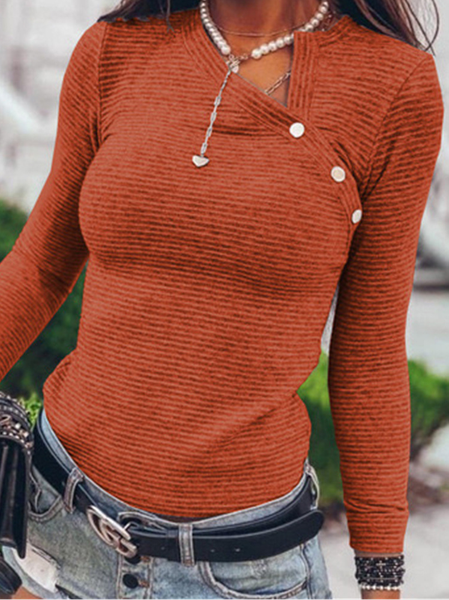 

Asymmetrical Neck Casual Tops, Orange, Tops