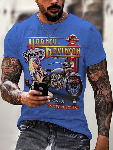 

Cotton Blends Crew Neck Casual T-shirt, Color1, Men's t-shirts