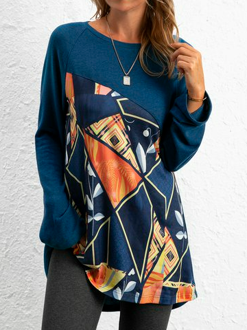 

Cotton Blends Shirts & Tops, Blue, T-Shirts
