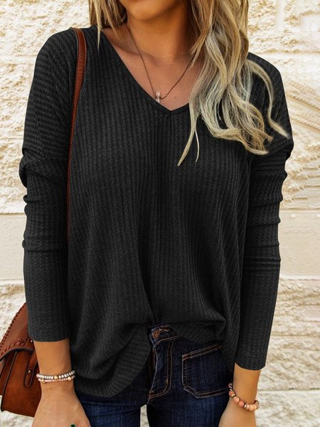 

Loosen Solid Shirts & Tops, Black, T-Shirts