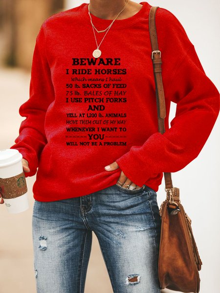 

Beware I ride Horses Sweatshirts, Red, Hoodies&Sweatshirts