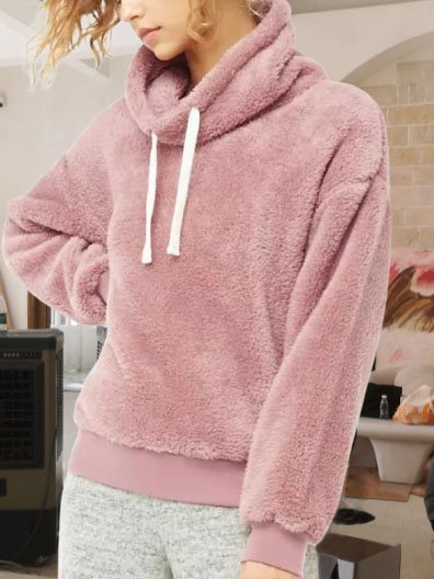 

Casual Cowl Neck Long Sleeve Off Shoulder Sweatshirt, Pink, Hoodies & Sweatshirts