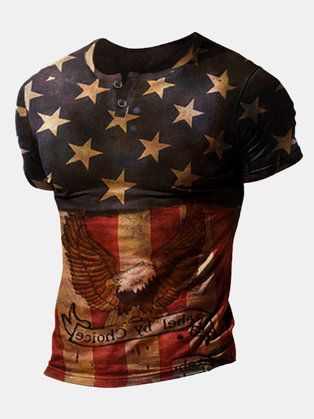 

Short Sleeve America Flag Cotton Blends Shirts & Tops, Multicolor, Men's t-shirts