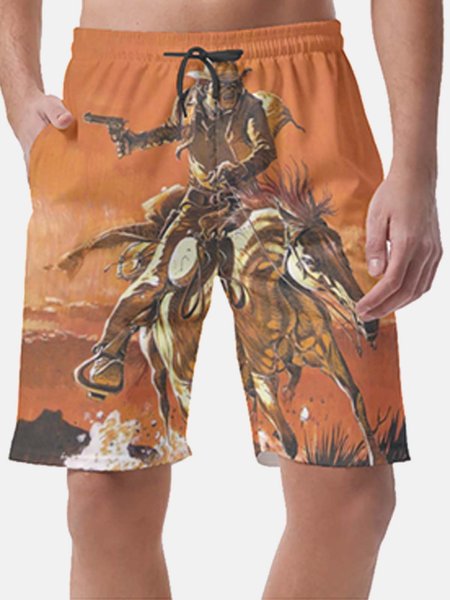

Casual Painted Pants, As picture, Men's shorts
