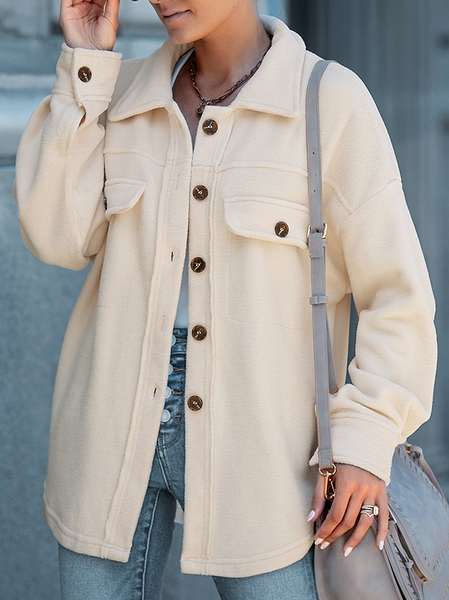 

Simple Plain Outerwear, Beige, Jackets