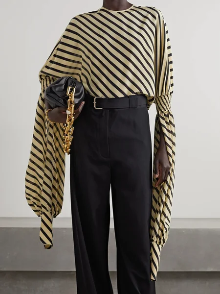 

Regular Fit Striped Round Neck Casual Shirt, Yellow, Blouses and Shirts