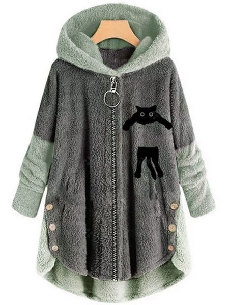 

cat Casual Animal Outerwear, Gray, Outerwear