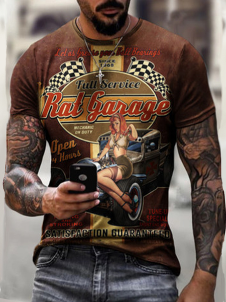 

Vacation Short Sleeve Figure Shirts & Tops, As picture, Men's t-shirts