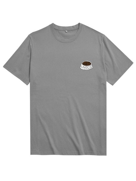 

Unocis Dog Print Crew Neck Cotton Short Sleeve Shirts & Tops, Gray, T-shirts