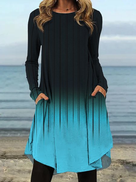 

Loosen Cotton Blends Dresses, Blue, Midi Dresses