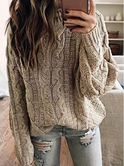 

Casual Plain Crew Neck Sweater, Gray, Sweaters & Cardigans