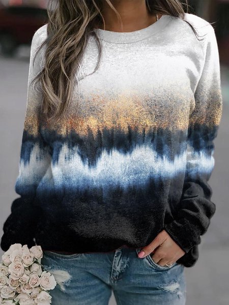 

Casual Vintage Printed Round Neck Loosen Sweatshirt, As picture, Hoodies & Sweatshirts