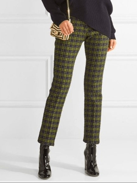 

Winter Regular Fit Work Formal Daily Slightly stretchy Pants, Green, Straight Leg Pants