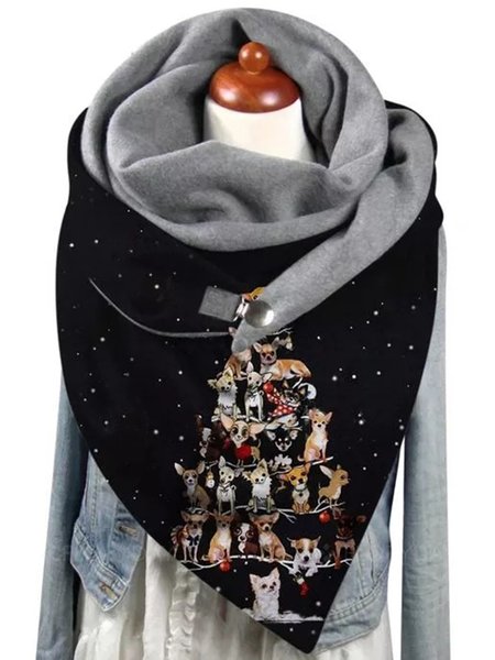

Cotton Casual Cat Print Scarf, As picture, Scarves&Gloves