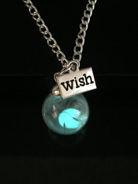 Simple Dandelion Luminous Necklace, Cyan, Necklaces