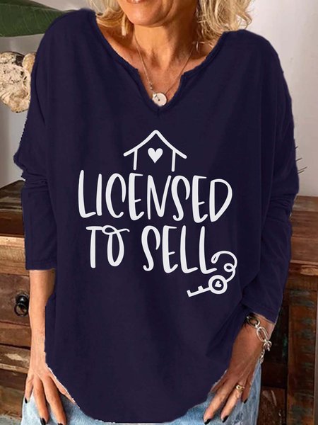

Licensed To Sell Cotton Blends Notched T-shirt, Purplish blue, Hoodies&Sweatshirts