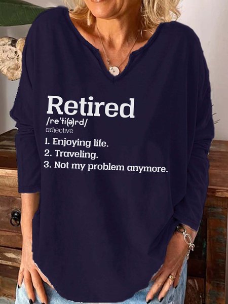 

Retired Enjoying Life Traveling Not My Problem Anymore Casual Shirts & Tops, Purplish blue, Hoodies&Sweatshirts