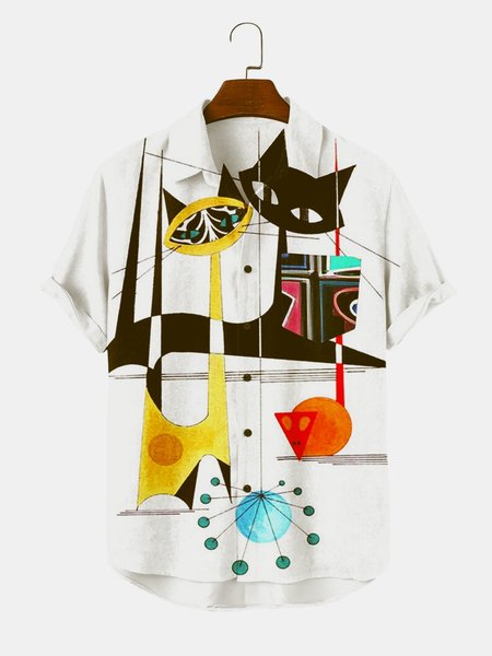

Party Shirt Collar Short Sleeve Shirts & Tops, Gray, Shirts ＆ Blouse