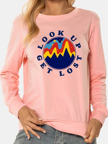 

Unocis Fun Print Round Neck Long Sleeve Sweatshirt, Pink, Sweatshirts