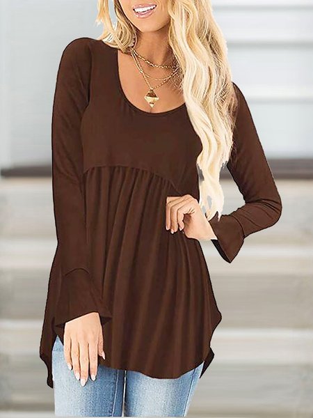 

Lady Solid Long Sleeves Shirts & Tops, Coffee, Tops