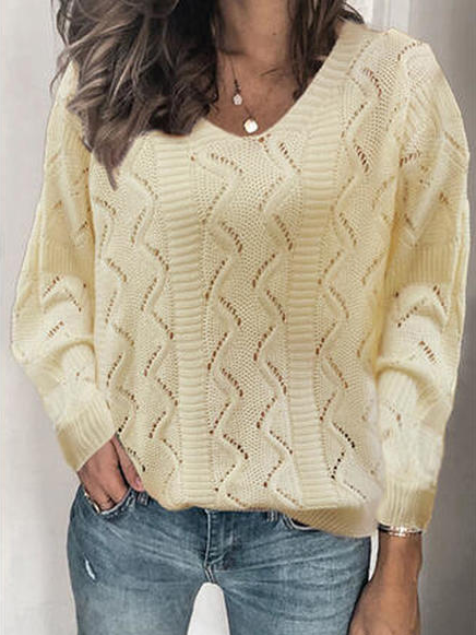

Casual Acrylic Plain Sweater, Champagne, Sweaters
