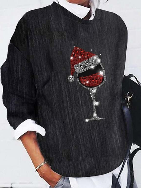 

Crew Neck Casual Christmas Sweatshirt, Black, Hoodies & Sweatshirts