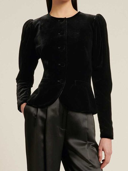 

Long sleeve Solid Elegant Outerwear, Black, Jackets