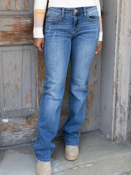 

Vintage Plain Denim Pants, Blue, Pants