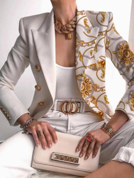 

Lapel Regular Fit Lady Outerwear, White, Blazers