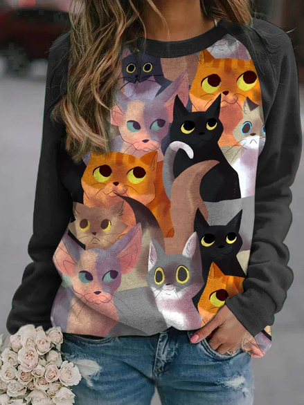 

Round Neck Animal Sweatshirt, Multicolor, Sweatshirts & Hoodies